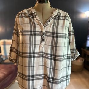 Torrid Plaid Black White Women’s Long sleeve Plus